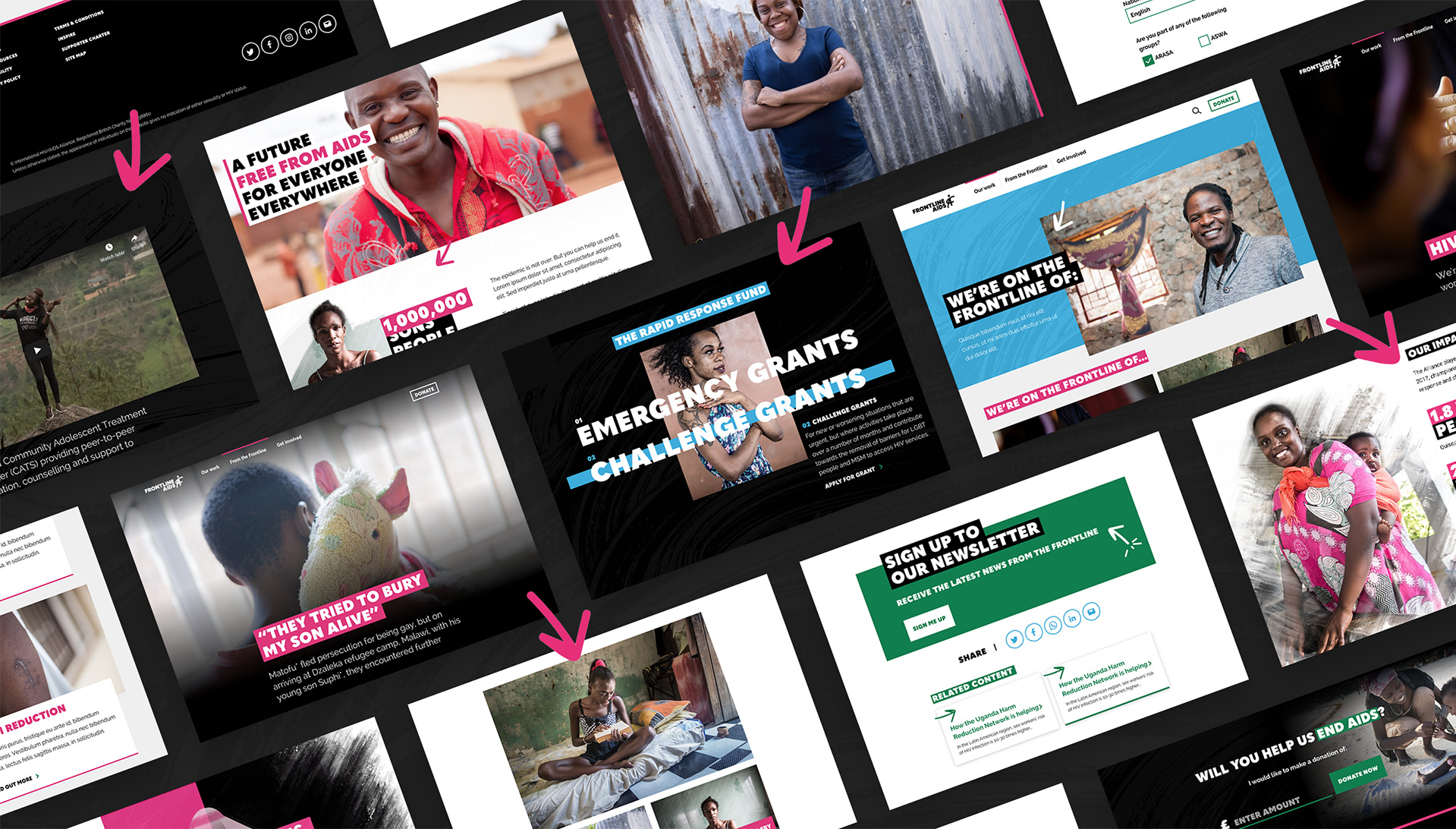 Frontline AIDS &mdash; rebrand and website montage